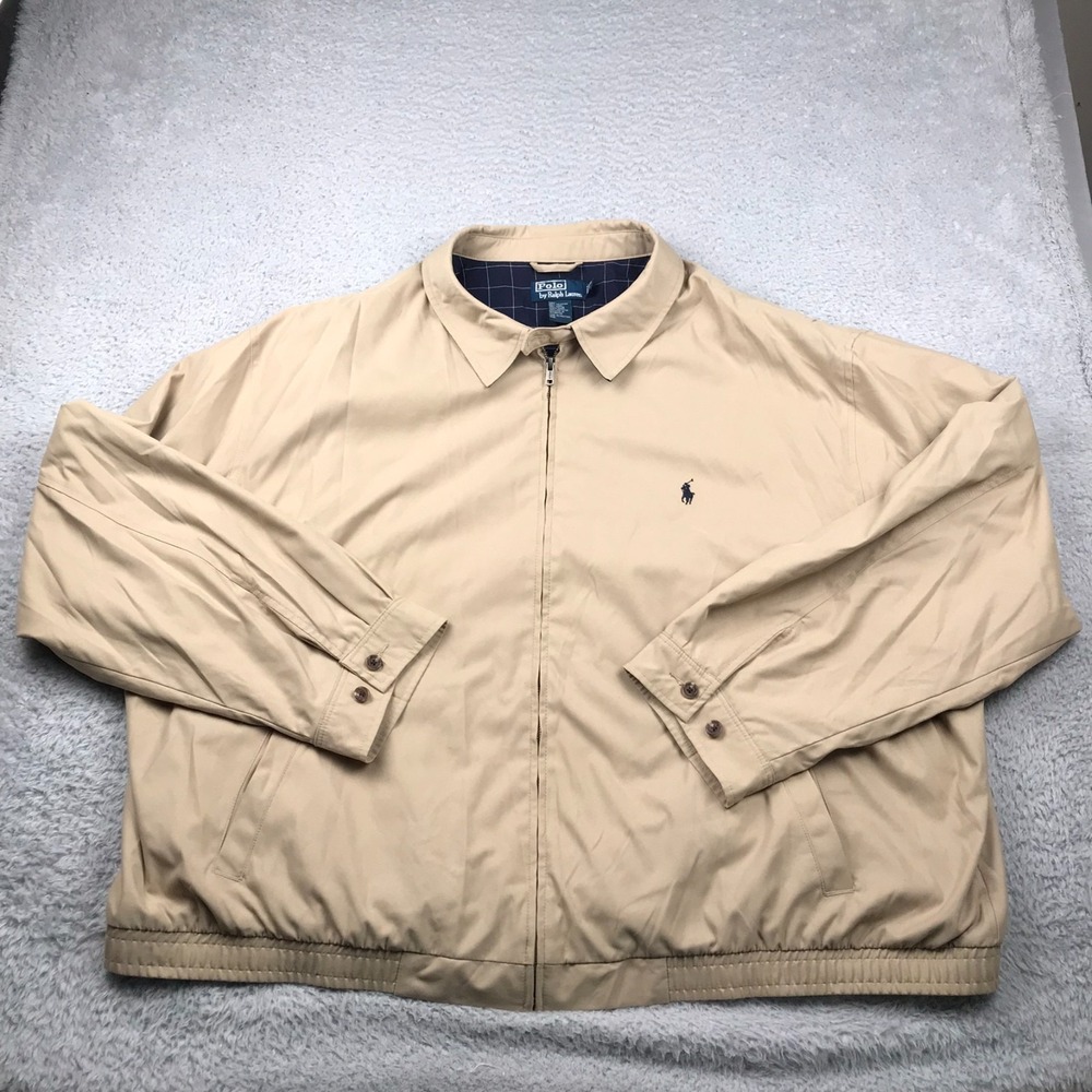 Polo Ralph Lauren Harrington Jacket Mens 4XB Big Khaki Plaid Lined Bomber Coat